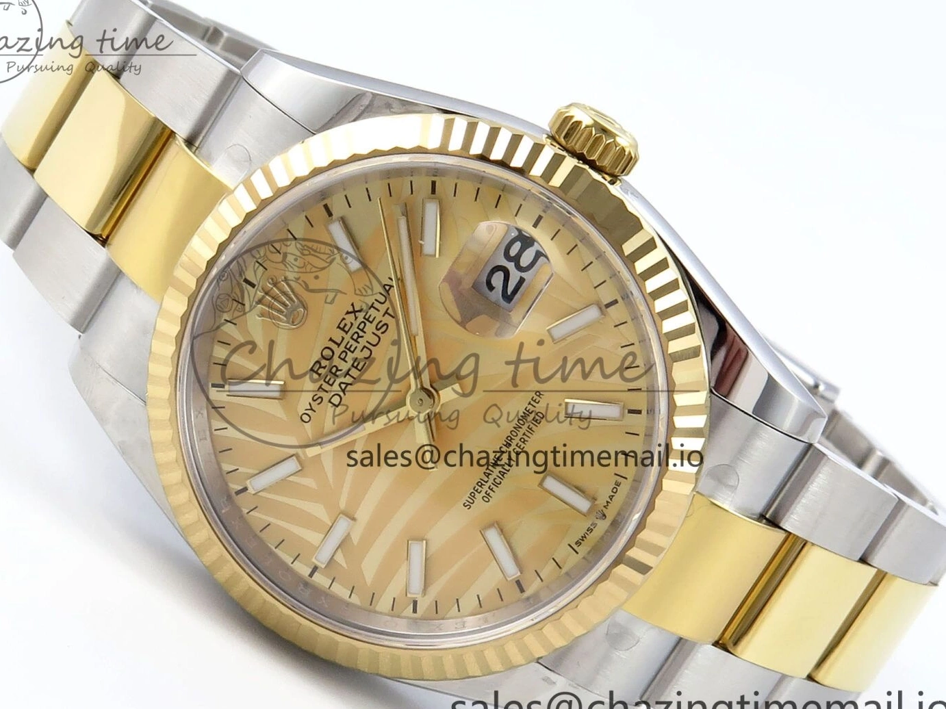 126233 Edition YG Dial 36 A3235 Bracelet on YG Best Leaf SS Stick Oyster DateJust EWEF 0505
